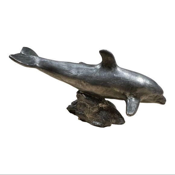 MICHAEL A. RICKER Swimming Dolphins #3 Signed Pewter Figure Ocean | Certified - Picture 4 of 8